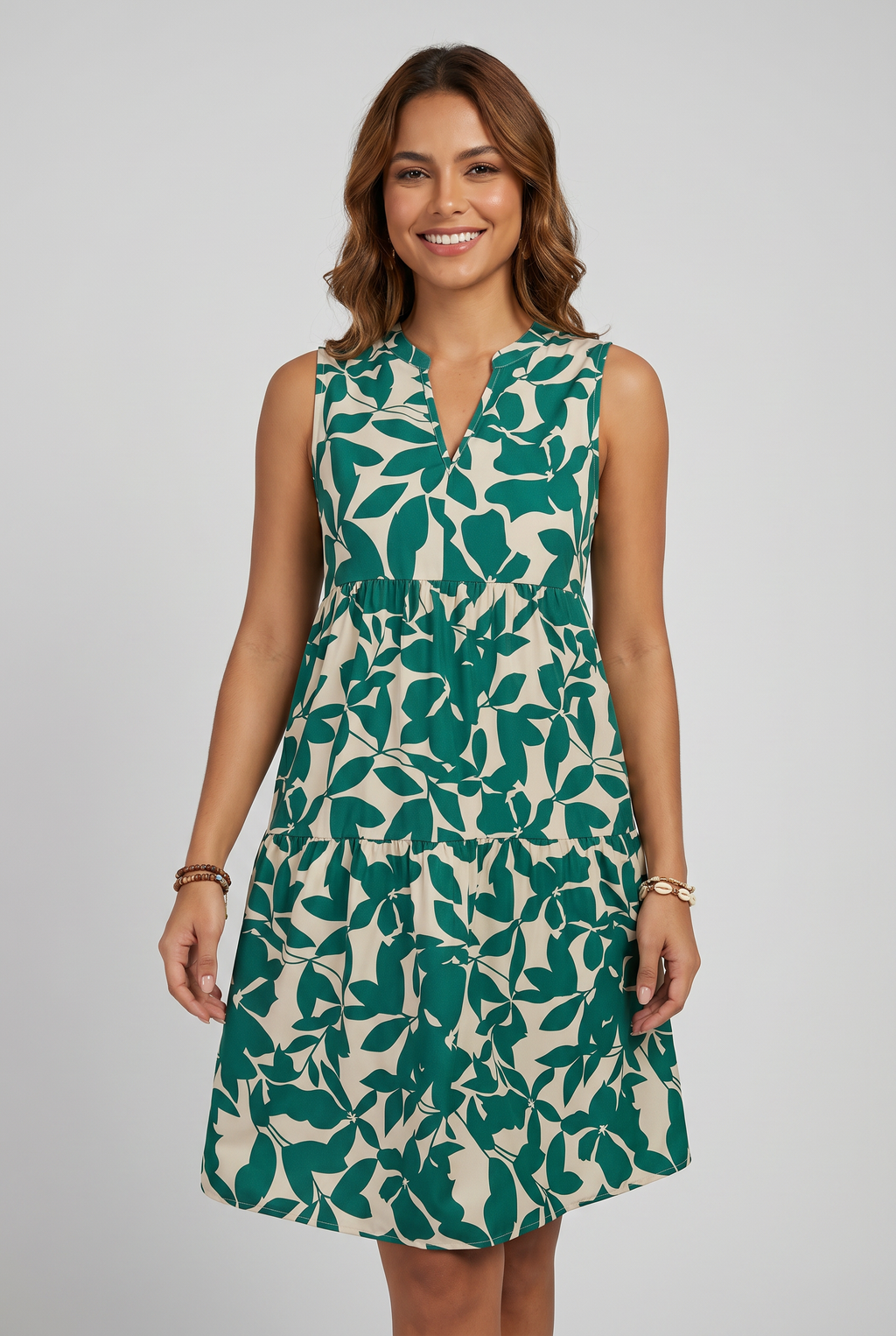 Vestido Floral Feminino Sem Mangas Casual de Verão
