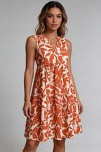 Vestido Floral Feminino Sem Mangas Casual de Verão