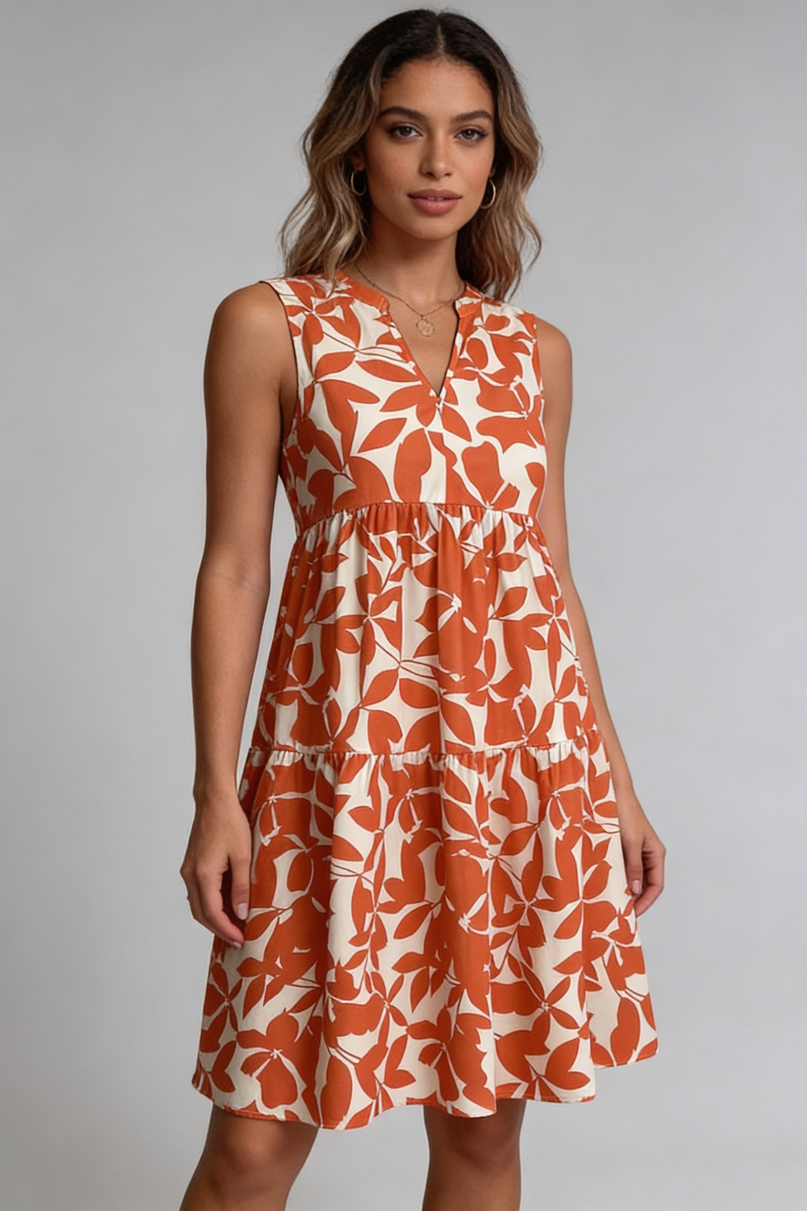 Vestido Floral Feminino Sem Mangas Casual de Verão