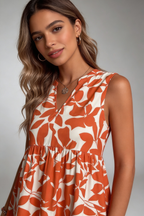 Vestido Floral Feminino Sem Mangas Casual de Verão