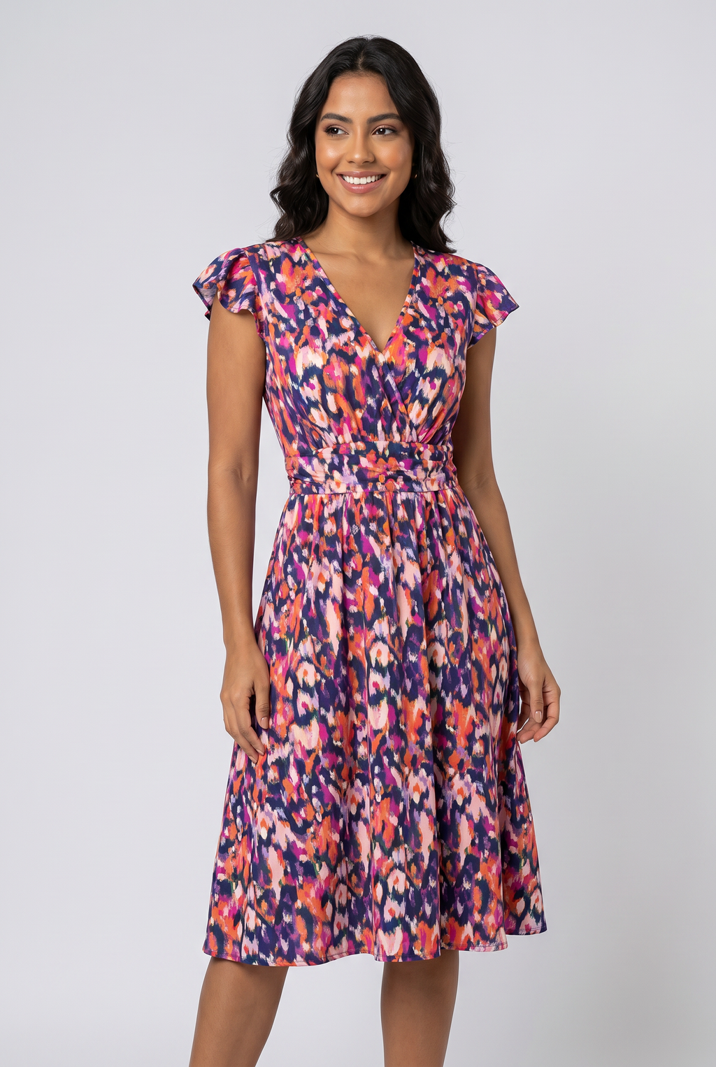 Vestido Feminino Floral Acinturado Elegante