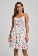 Vestido Floral com Alças Finas e Babado