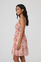 Vestido Floral com Alças Finas e Babado
