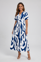 Vestido Longo Estampado com Decote V para Verão
