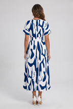 Vestido Longo Estampado com Decote V para Verão