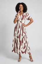 Vestido Longo Estampado com Decote V para Verão