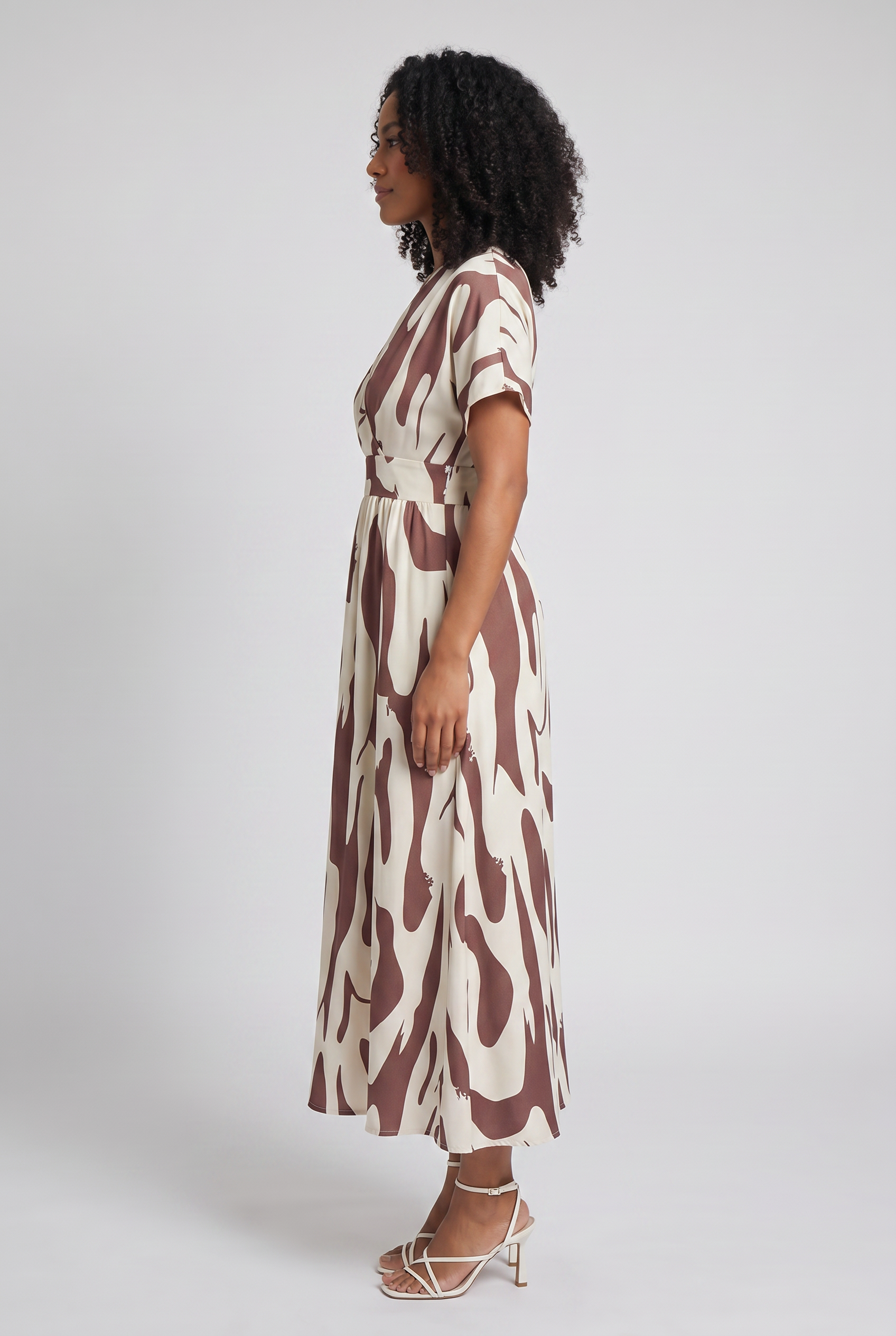 Vestido Longo Estampado com Decote V para Verão