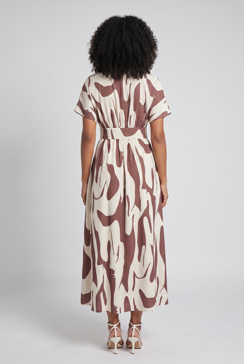 Vestido Longo Estampado com Decote V para Verão