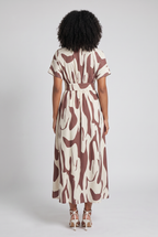 Vestido Longo Estampado com Decote V para Verão
