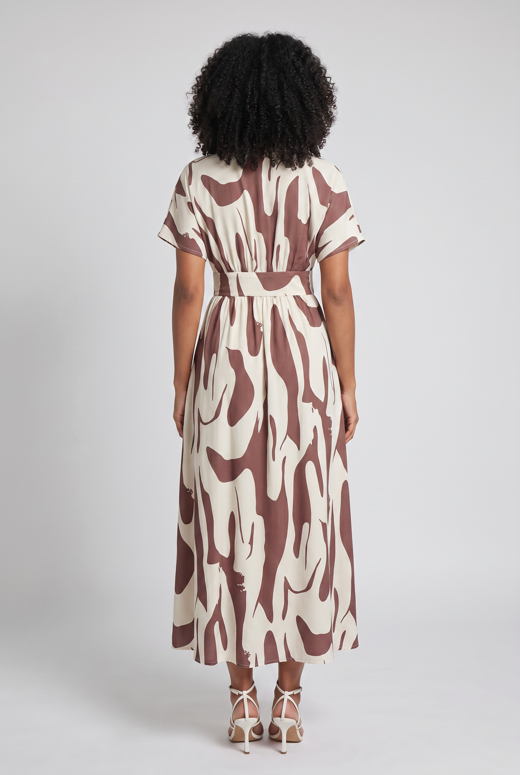 Vestido Longo Estampado com Decote V para Verão