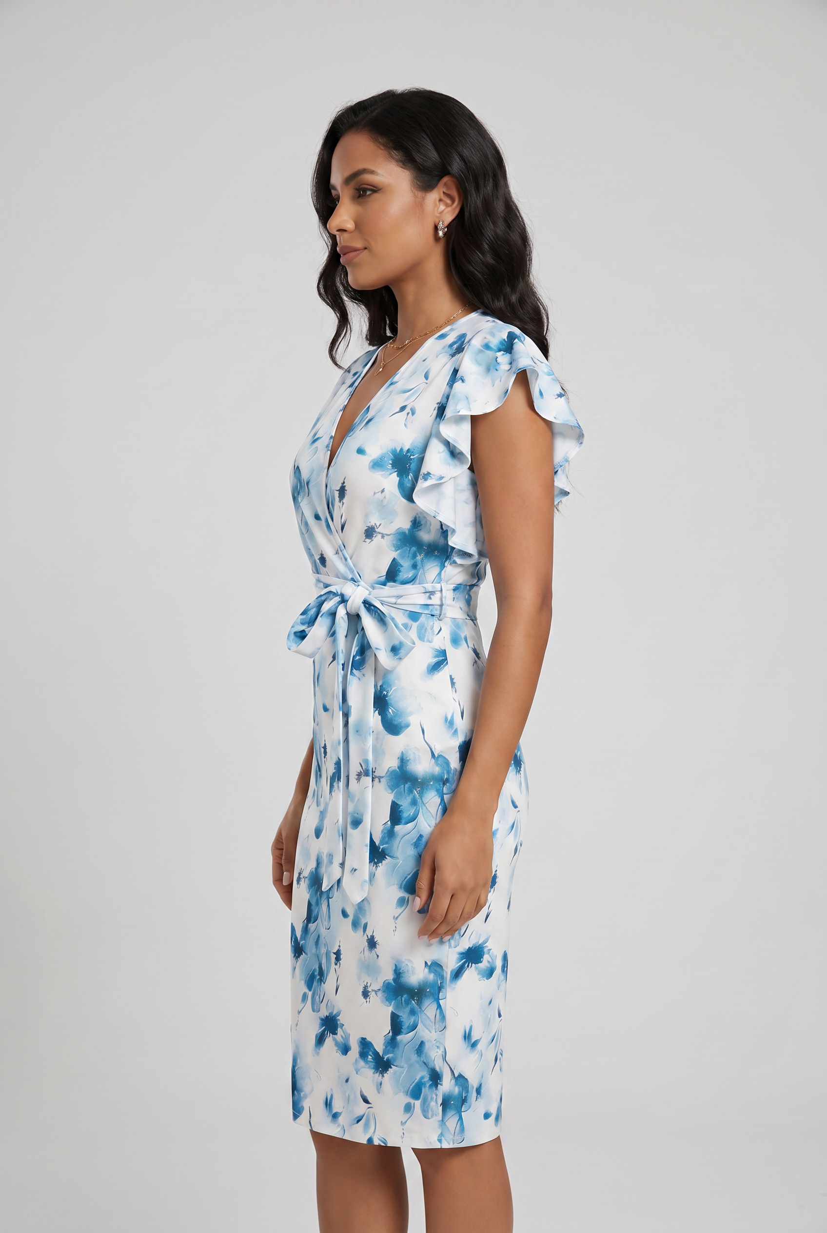 Vestido Feminino Floral Elegante com Amarração