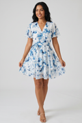 Vestido Feminino Curto Floral com Babados